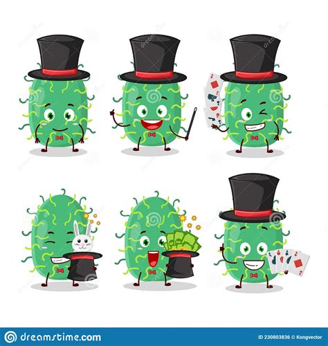 A Zygote Virus Magician Cartoon Character Perform On A Stage Stock