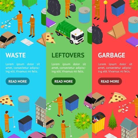 Premium Vector Garbage Recycling Concept Banner Vecrtical Set 3d