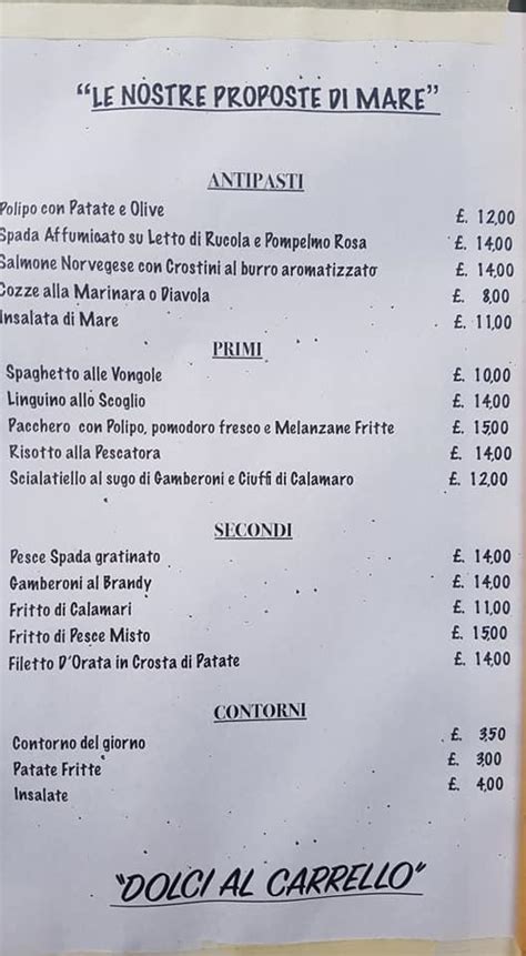 Menu at Miseria e Nobiltà restaurant Saluggia