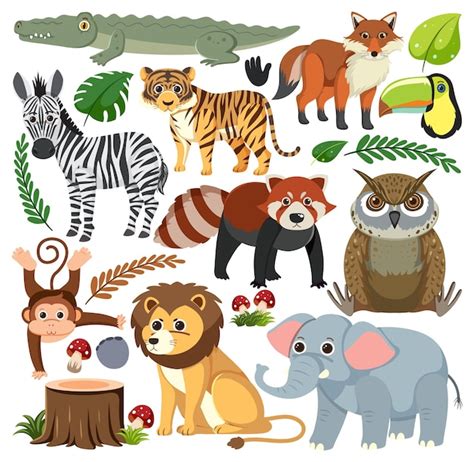 Free Vector | Set of mix animal character