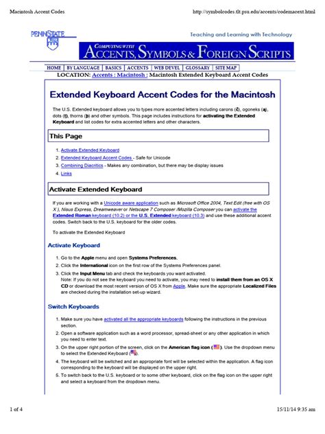 Macintosh Accent Codes | PDF | Computer Keyboard | Human Communication
