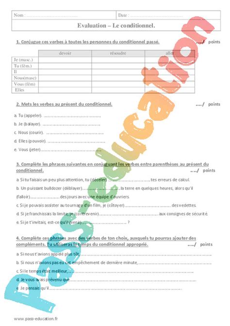 Evaluation Conditionnel 6ème Cycle 3 Bilan et controle corrigé