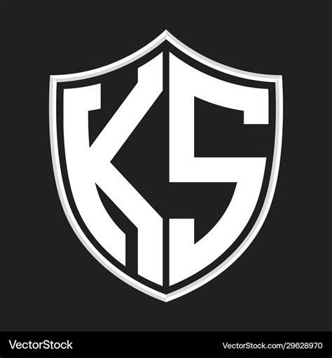 Ks Logo Monogram With Shield Shape Isolated On Vector Image