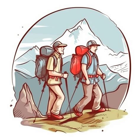 Premium Ai Image Two Hikers With Backpacks Walking Up A Mountain Side