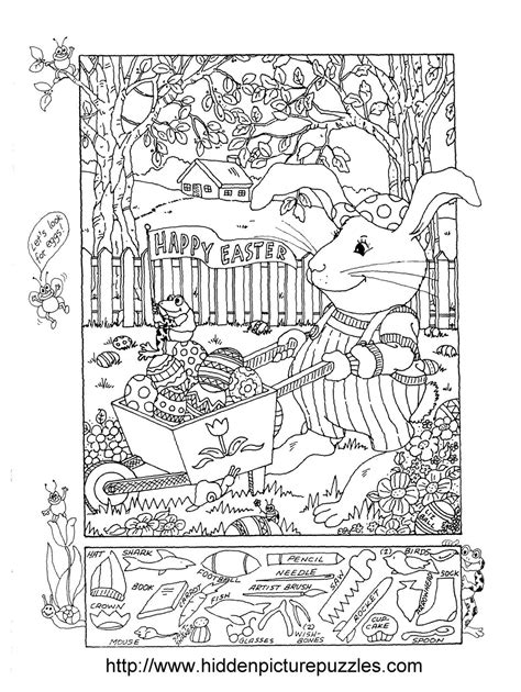 Easter Hidden Picture Puzzle And Coloring Page Hidden Pictures