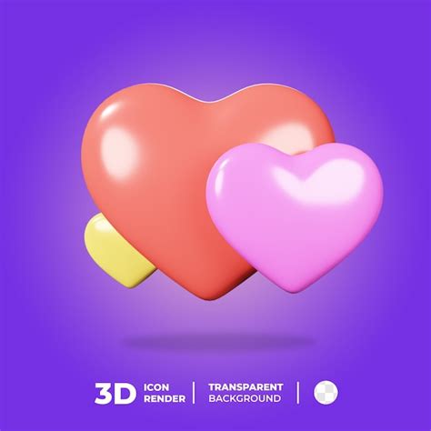 Premium Psd 3d Icon Hearts