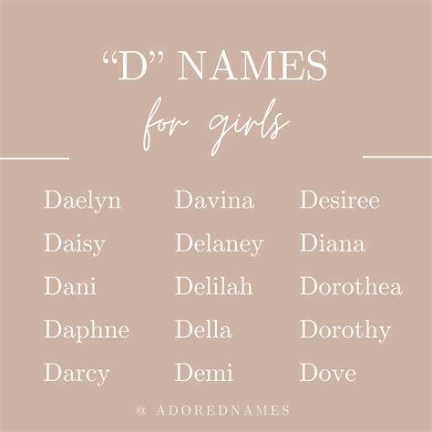 55+ D Names For Girls — Adored Names