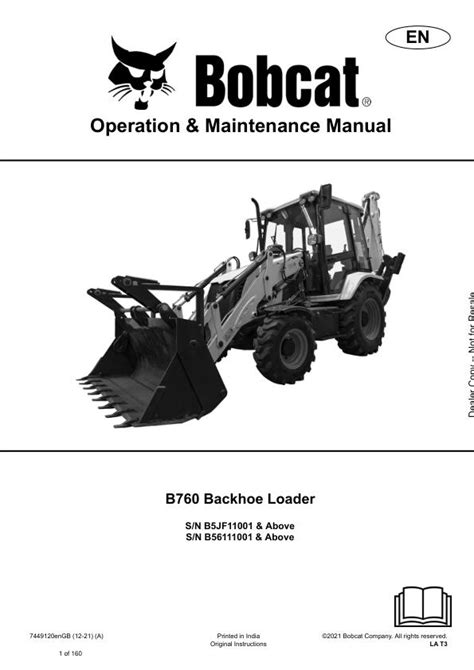 Bobcat Backhoe Loader B Operation Maintenance Manual Auto Repair