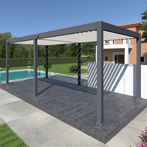 Pergola bioclimatique Ombréa autoportante VS 3x6M bicolore 2 stores