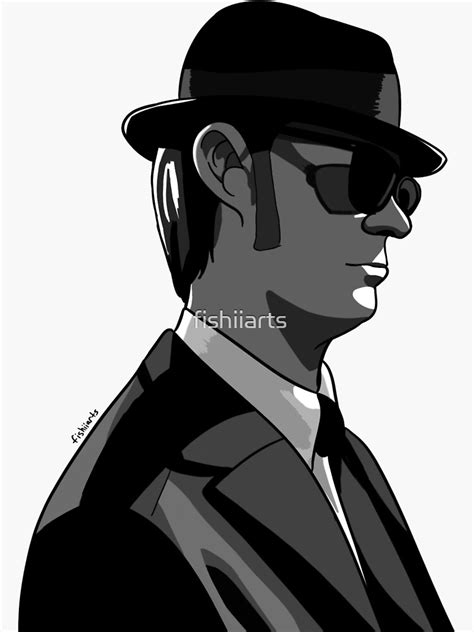 Elwood Blues Sticker For Sale By Fishiiarts Redbubble