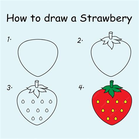 Premium Vector | Step by step to draw a strawberry. drawing tutorial a ...