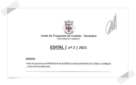 In Cio Do Processo De Proposta De Revis O Ao Regulamento De Taxas E