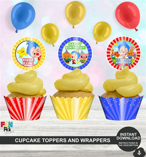 Digital Plim Plim Cupcake Toppers Plim Plim Cupcake Etsy Birthday