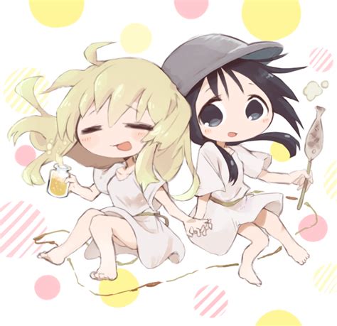 Safebooru 2girls Ahoge Alcohol Beer Black Eyes Black Hair Blonde Hair