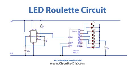 Led Roulette Circuit Using Timer Ic Roulette Game