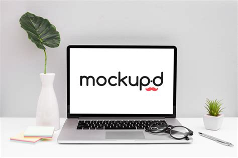 Office Desk Laptop Mockup - Mockupdaddy