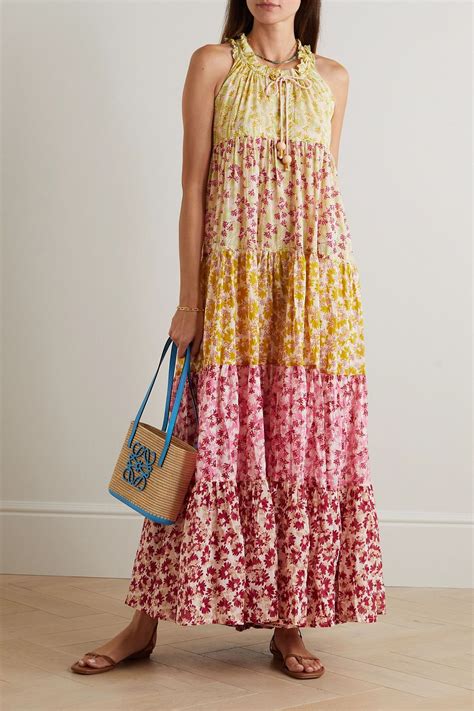 Yvonne S Hippy Tiered Floral Print Cotton Voile Maxi Dress The Outnet