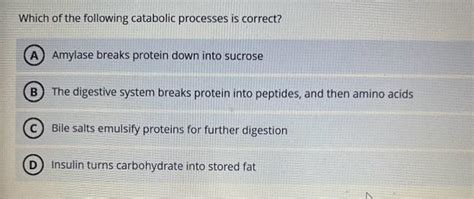 Solved Which of the following catabolic processes is | Chegg.com