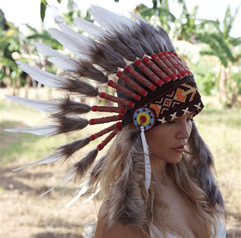 White Indian Chief Headdress - 65cm - Indian Headdress - Novum Crafts