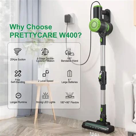 PRETTYCARE W400 Lightweight Vacuum Cordless Cleaner With Powerful