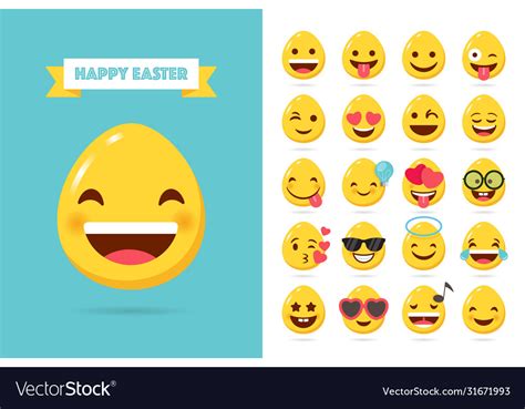 Easter Emoticons Egg Emoji In Flat Style Vector Image