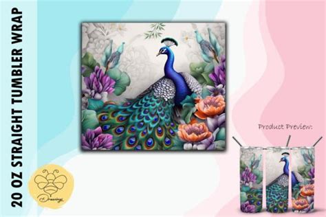 D Beautiful Peacock Tumbler Wrap Graphic By Beedrawings Creative Fabrica