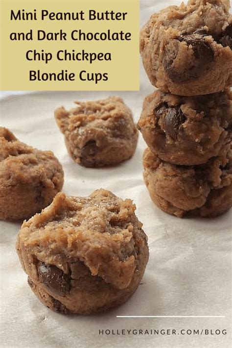 Mini Peanut Butter And Dark Chocolate Chip Chickpea Blondie Cups Brown Sugar Recipes Yummy