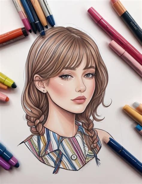 Premium Ai Image Hand Drawn Of Young Girl Colors Illustration