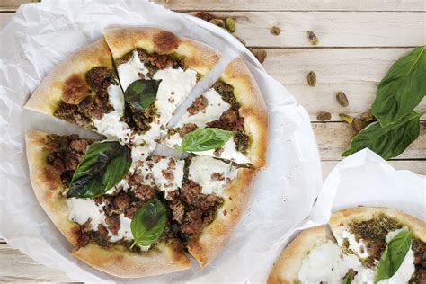 Pistachio Pesto Pizza With Sausage And Burrata The Charming Detroiter