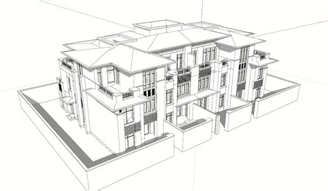 别墅白色建筑su模型 别墅 土木在线