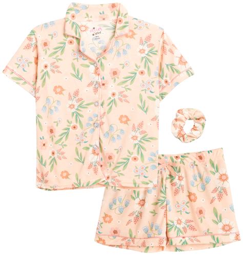 Delias Girls Pajama Set 2 Piece Short Sleeve Button Down Sleep