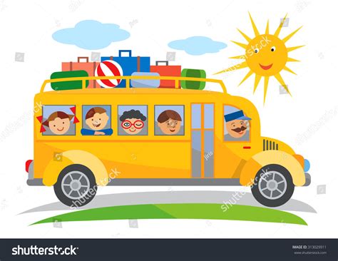 School Bus Field Trip Cartoon. Cartoon Of Yellow School Bus Traveling ...