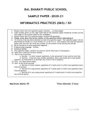 Fillable Online Iqcliq Cominformatics Practices 065 Class