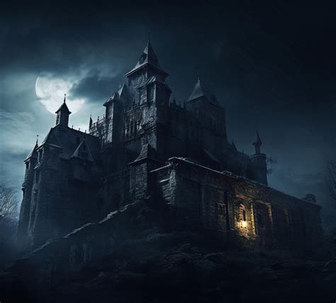 Premium Ai Image Black Dark Castle Background Generative Ai