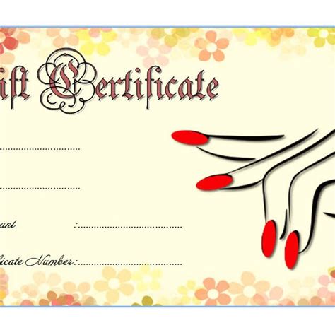 Nail Salon Gift Certificate Template Free Printable