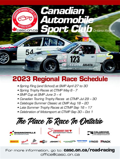 2023 CASC-OR Regional Racing Schedule | CASC Ontario Region