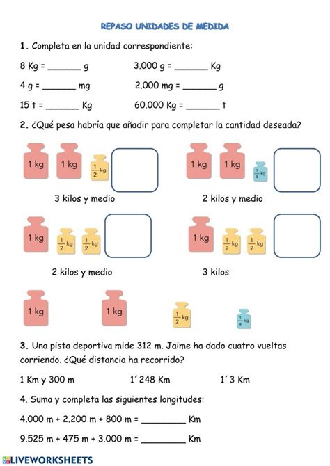 Ejercicio De Repaso Unidades De Medida Unidades De Medida Ejercicios