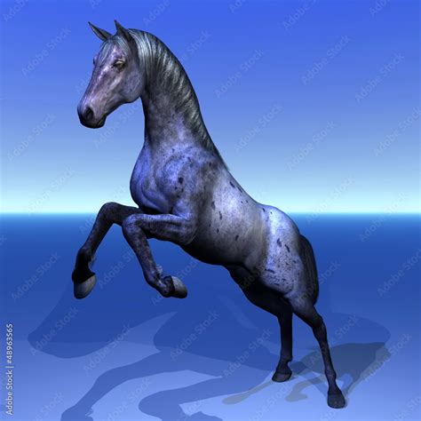 Beautiful horse rearing - 3D render Stock Illustration | Adobe Stock