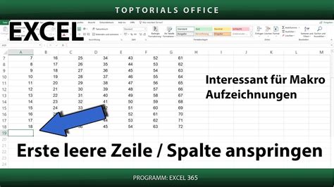 Erste Leere Zeile Oder Spalte Anspringen Excel Youtube