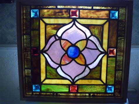 Salvaged Stained Glass Windows Barn Mirror Wall Decor