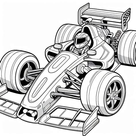 Desenho Detalhado de Carro de Corrida Fórmula 1 para Colorir