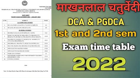 Dca And Pgdca Exam Time Table Aa Gaya 2022 New Update Youtube