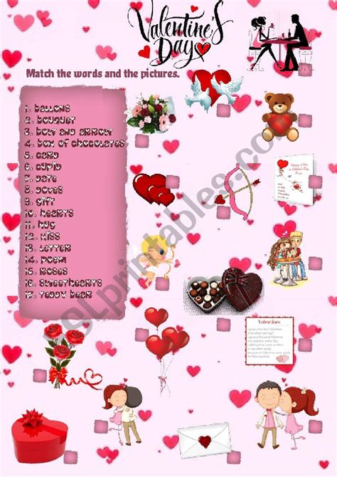 Valentine´s Day Vocabulary Esl Worksheet By Book Geek