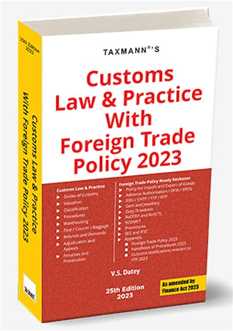 Customs Law And Foreign Trade Policy Finance Act 2023 By Vs Datey