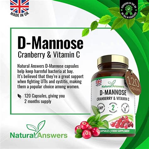 D Mannose With Cranberry Vitamin C Capsules Natural Answers