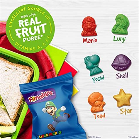 Funables Fruit Snacks Super Mario Shaped Fruit Flavored Snacks Pack Of 10 0 8 Ounce Pouches