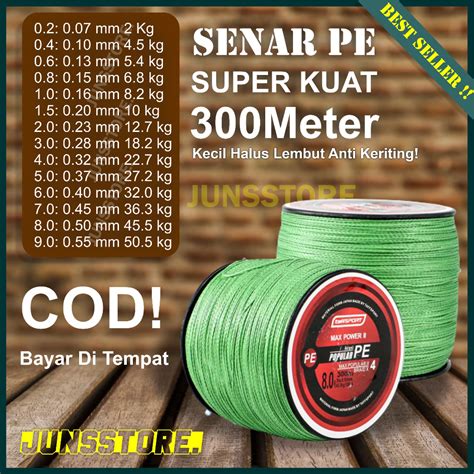 Jual Senar Pancing PE 300m X4 Super Kuat Benang Mancing Tali Memancing