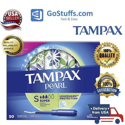 Tampax Pearl Super Odorless Super Absorbent Tampons Tube Box Of 50