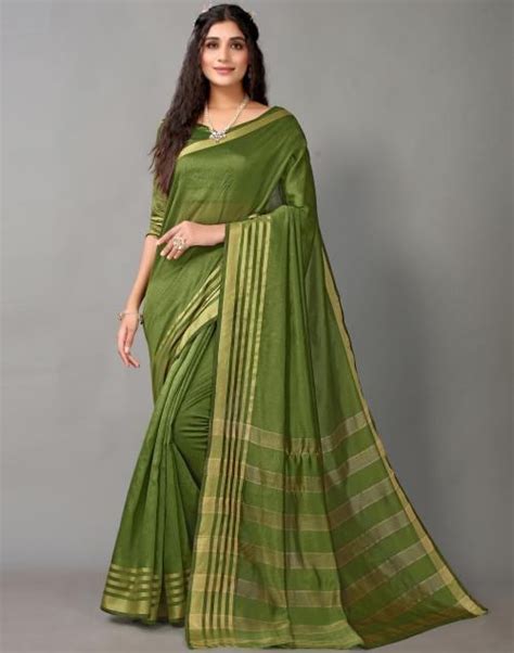 Buy Siril Poly Silk Green Color Poly Silk Saree With Blouse Piece