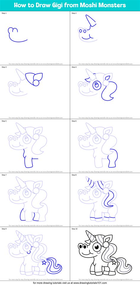 How To Draw Gigi From Moshi Monsters Moshi Monsters Step By Step